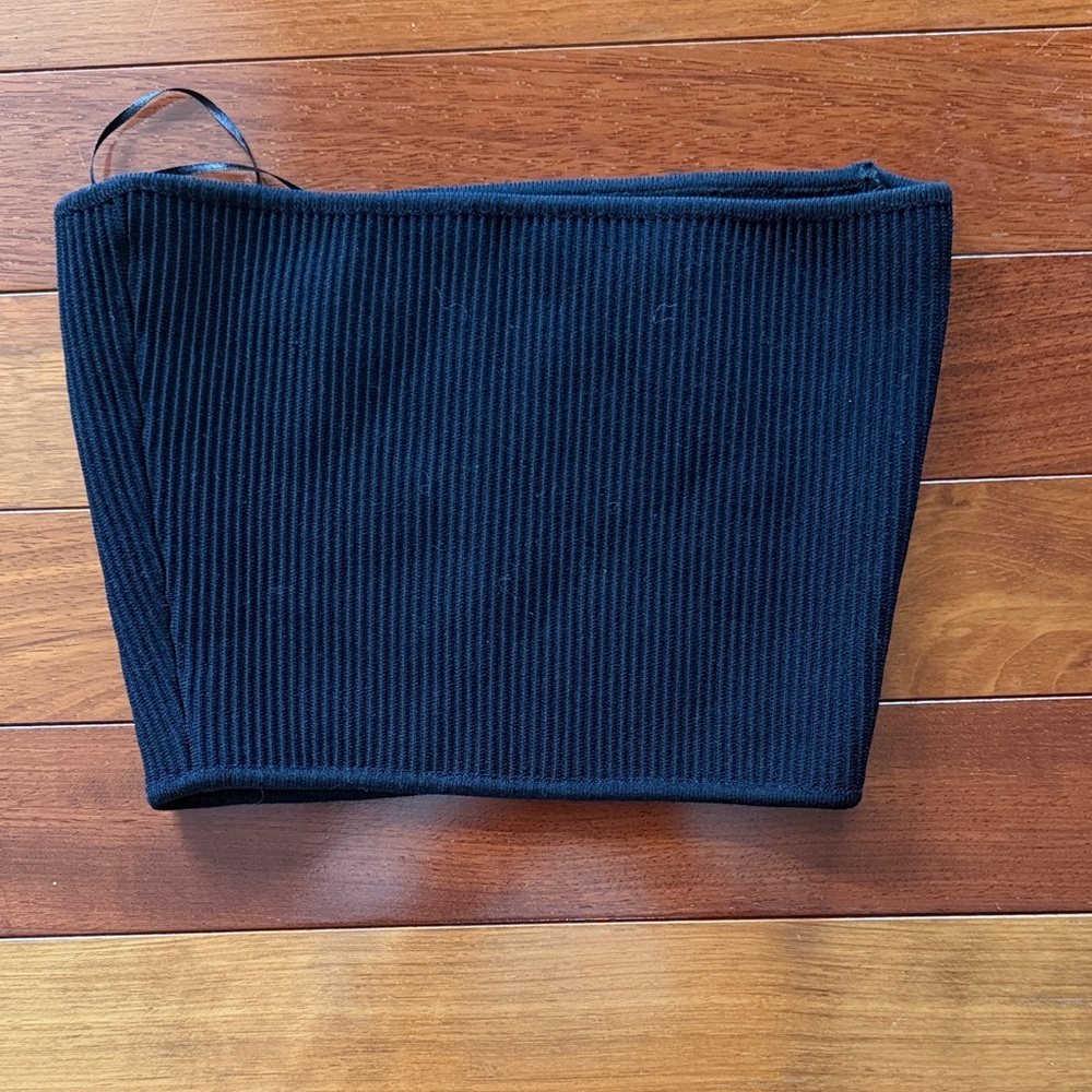 eesome black Ribbed Bandeau